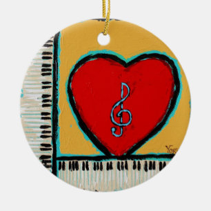 heart and piano ornament