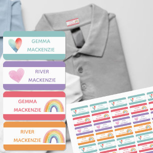 Heart and Rainbow Colour Coded Clothing Name Label