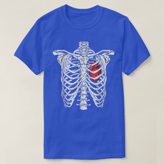 Heart And Ribcage Nurse Funny Skeleton Halloween C T-Shirt (Design Front)