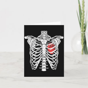 Heart and Ribcage Nurse Funny Skeleton Halloween Card