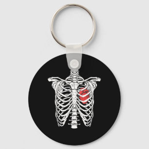 Heart and Ribcage Nurse Funny Skeleton Halloween Key Ring