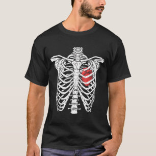 Heart and Ribcage Nurse Funny Skeleton Halloween T-Shirt