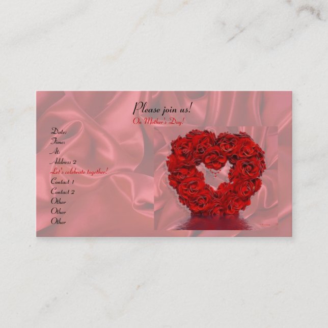 Heart and Roses Business Card (Front)