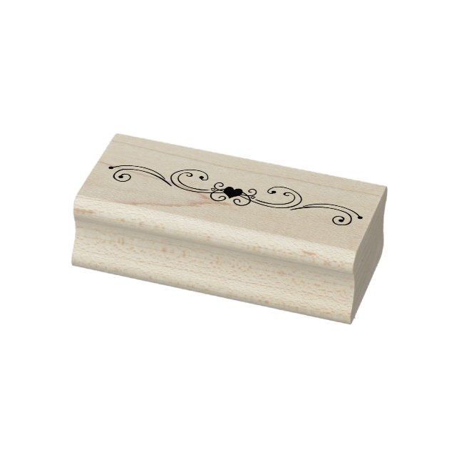 Heart and Scroll Rubber Stamp (Stamp)