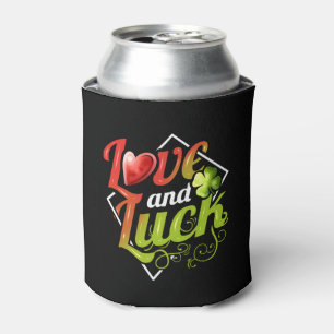 Heart And Shamrock Love And Luck On St Patricks Can Cooler