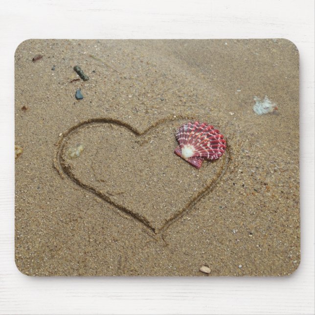 heart and shell on beach mouse pad (Front)