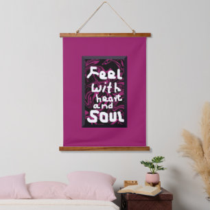 Heart and Soul Wood Topped Wall Tapestry