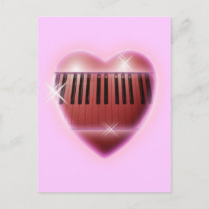 Heart and Sparkles Piano Keyboard Postcard