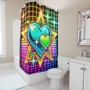 Heart and Stars Design Shower Curtain