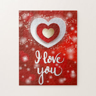 Heart and Stars in Red Jigsaw Puzzle