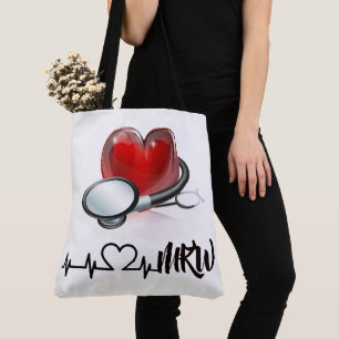Heart and Stethoscope Large Tote Bag