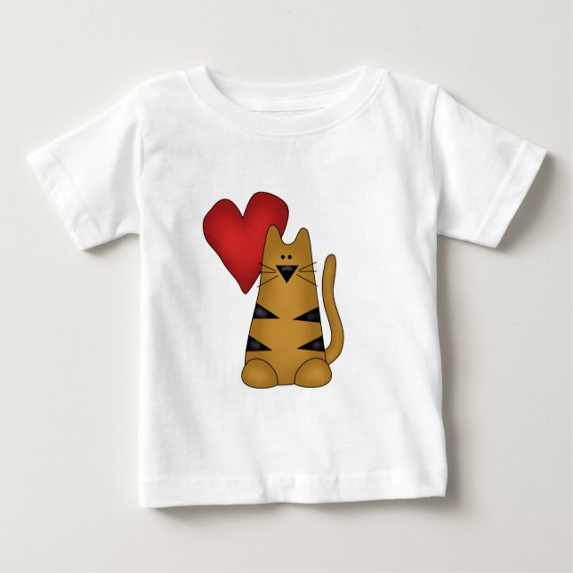Heart and Striped Cat Tshirts and Gifts (Front)