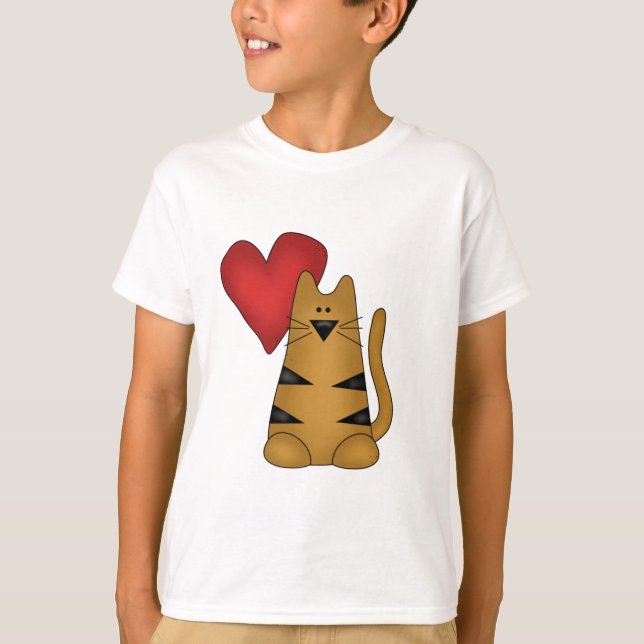 Heart and Striped Cat Tshirts and Gifts (Front)