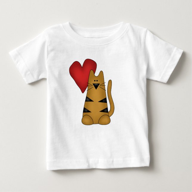 Heart and Striped Cat Tshirts and Gifts (Front)