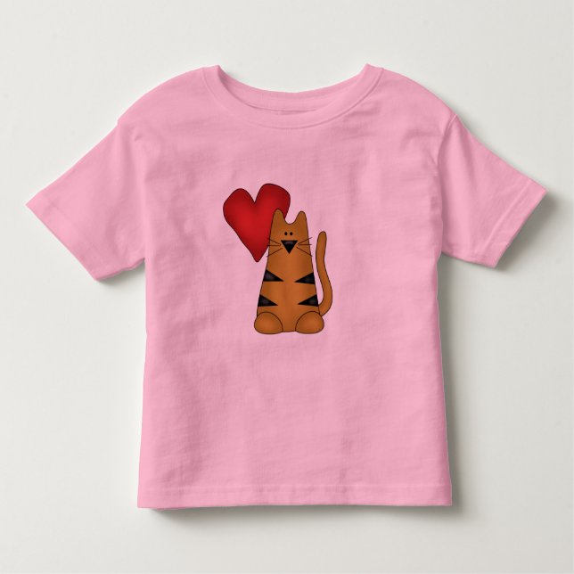 Heart and Striped Cat Tshirts and Gifts (Front)