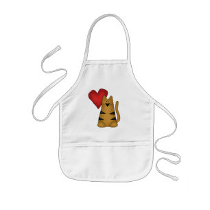 Heart and Striped Cat Tshirts and Gifts Kids Apron