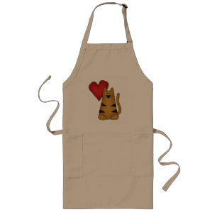 Heart and Striped Cat Tshirts and Gifts Long Apron
