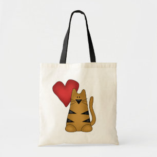 Heart and Striped Cat Tshirts and Gifts Tote Bag