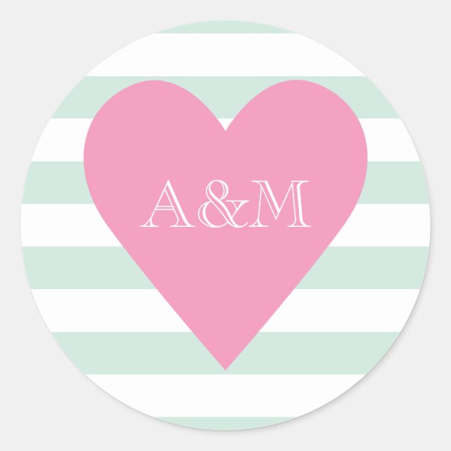 Heart and Stripes Engaged Classic Round Sticker (Front)