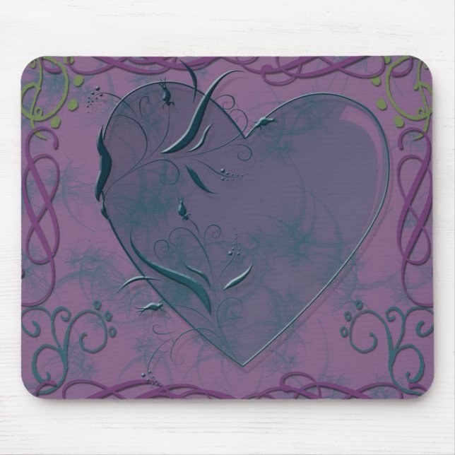 heart and swirls mouse pad (Front)