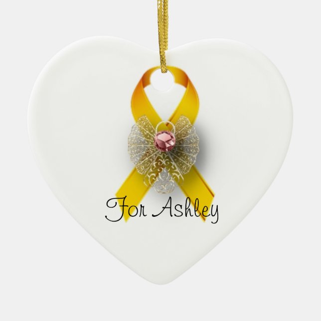 Heart Angel Childhood Cancer Awareness Ornament (Front)