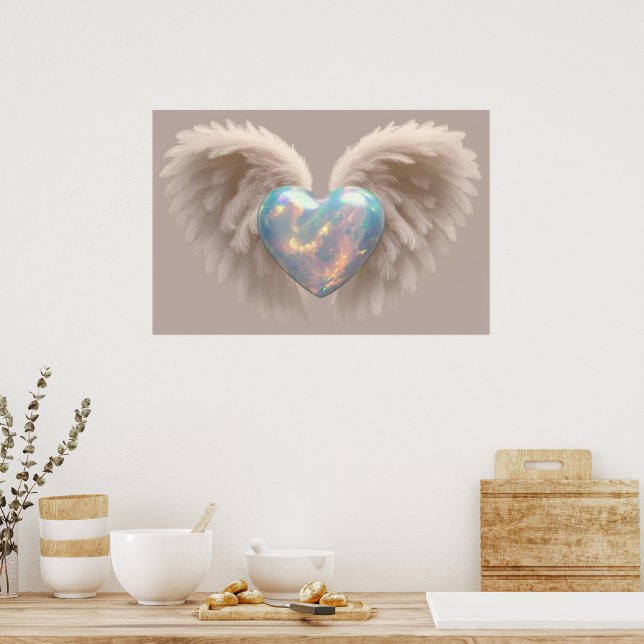 *~*~  Heart Angel Wings  AP78 Flash Opal Poster (Kitchen)
