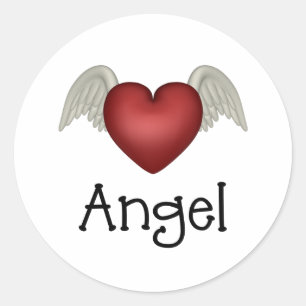 Heart Angel Wings Classic Round Sticker