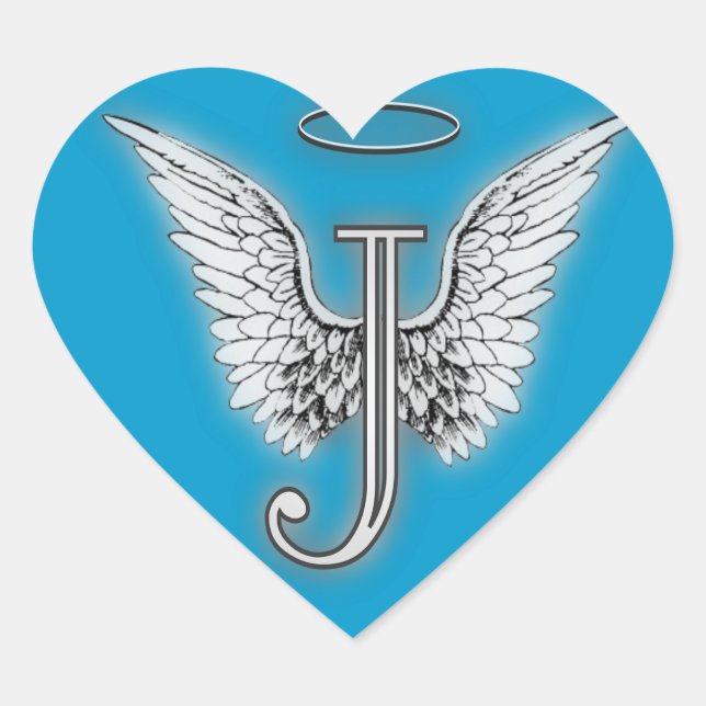 Heart Angel Wings Monogram Heart Sticker (Front)
