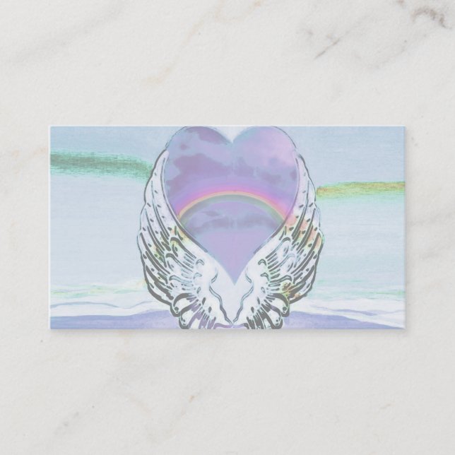 Heart, Angel Wings & Ocean Business Card (Front)
