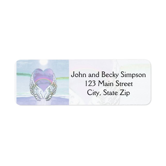 Heart, Angel Wings & Ocean Return Address Label (Front)