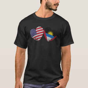 Heart Antiguan American Flag Patriotic Family Heri T-Shirt