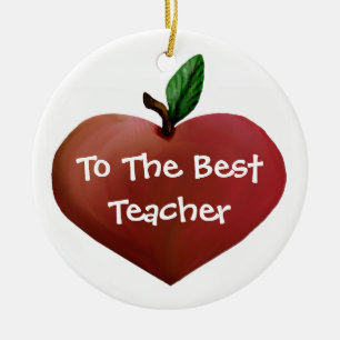 Heart Apple Teacher ornament