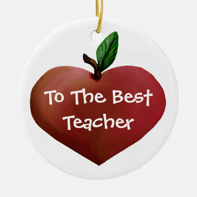 Heart Apple Teacher ornament (Front)