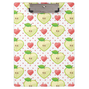 Heart Apples with Pink Polka Dots And Hearts Clipboard