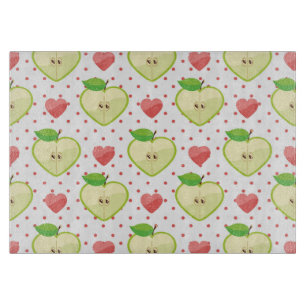 Heart Apples with Pink Polka Dots And Hearts Cutting Board
