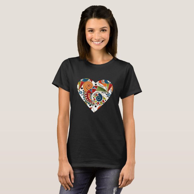 Heart , Applique , Multicolored , Patterned , Love T-Shirt (Front Full)