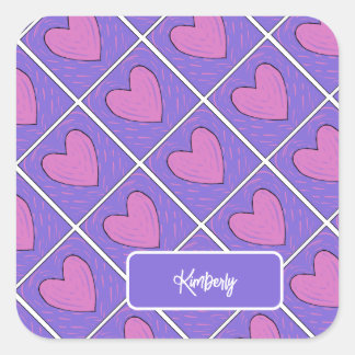 Heart Applique Quilt Pattern  Square Sticker