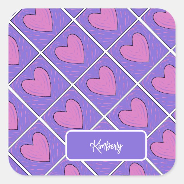 Heart Applique Quilt Pattern  Square Sticker (Front)