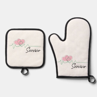 Heart Apron Oven Mitt & Pot Holder Set