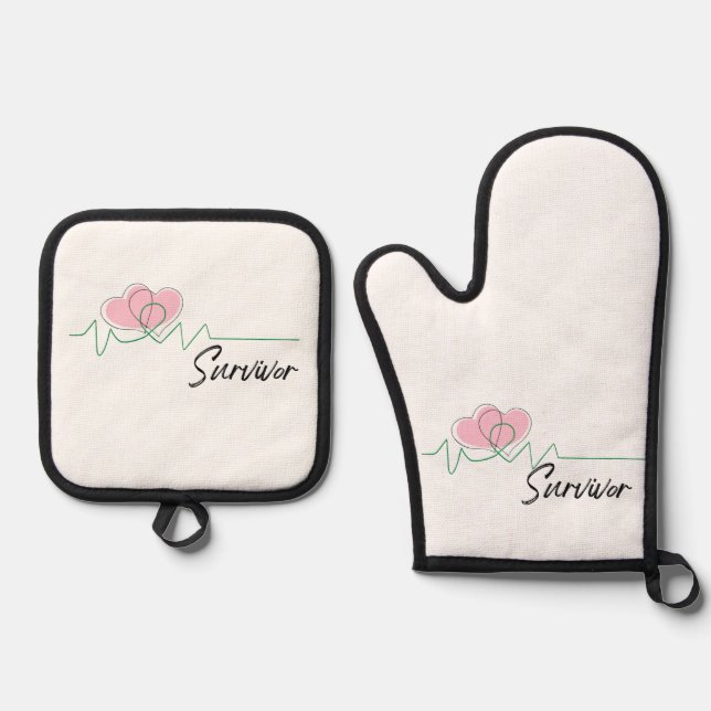 Heart Apron Oven Mitt & Pot Holder Set (Front)