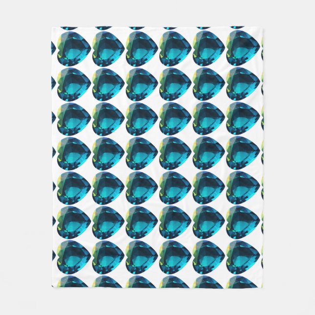 Heart Aquamarine, Blue Fleece Blanket (Front)