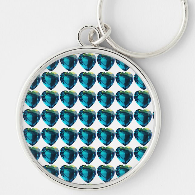 Heart Aquamarine, Blue Key Ring (Front)