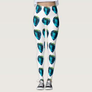 Heart Aquamarine, Blue Leggings