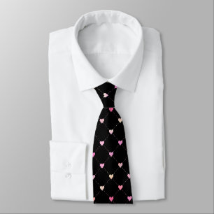 Heart Argyle Pink Pattern Valentine Tie
