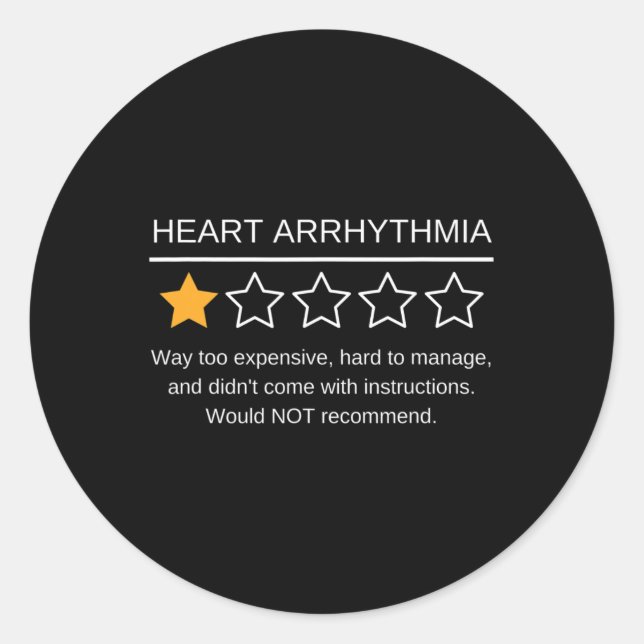 Heart Arrhythmia Awareness One Star Rating Survivo Classic Round Sticker (Front)