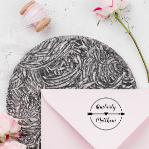 Heart Arrow Calligraphy Names Rubber Stamp