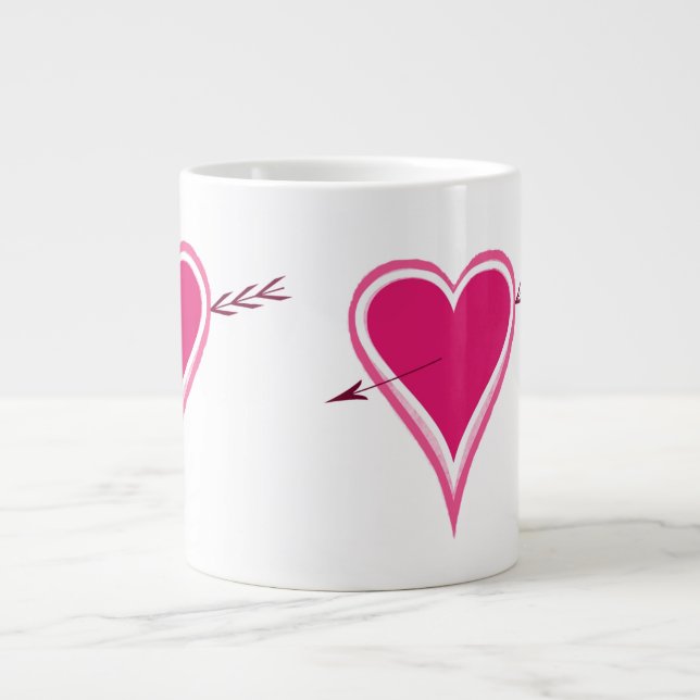 Heart & Arrow-Raspberry Large Coffee Mug (Front)