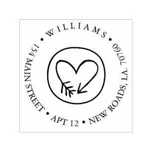 Heart Arrow Return Address Self-inking Stamp