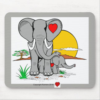Heart Art Elephants Mouse Pad