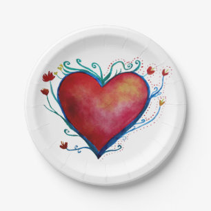 Heart Art Love Custom Paper Plates 7"